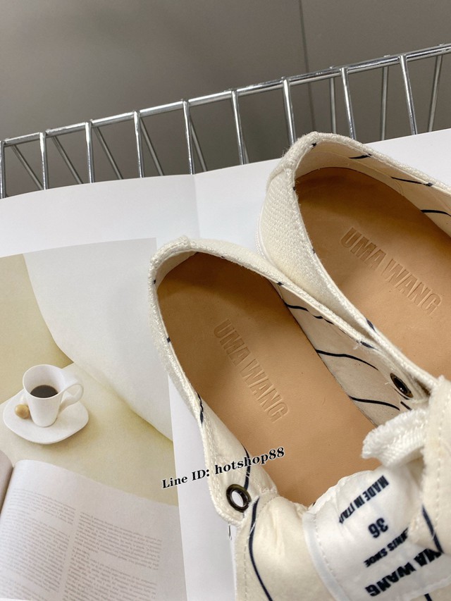 UMAWANG2022春夏帆布鞋 鞋舌褶皺休閒板鞋高幫鞋 dx2468